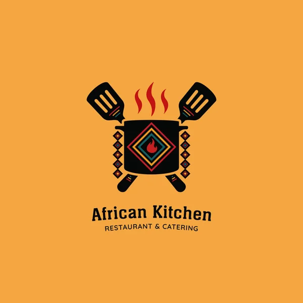 Etnik desenli Afrika kültür mutfağı logo şablonu