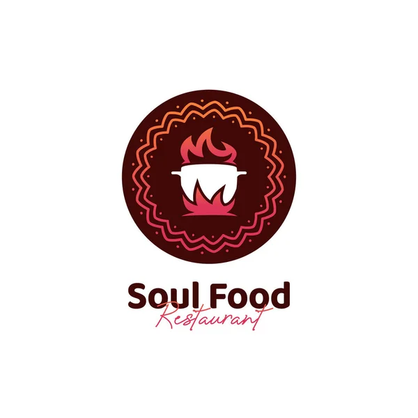 Logo Restoran Dapur Makanan Unik Dengan Logo Panci Panas Dan - Stok Vektor