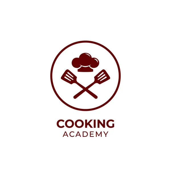 Modèle Logo Académie Cuisine Icône Logo Cours École Chef Avec — Image vectorielle