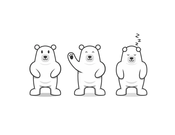 極熊かわいいマスコットキャラクター漫画基本ポーズセット — ストックベクタ