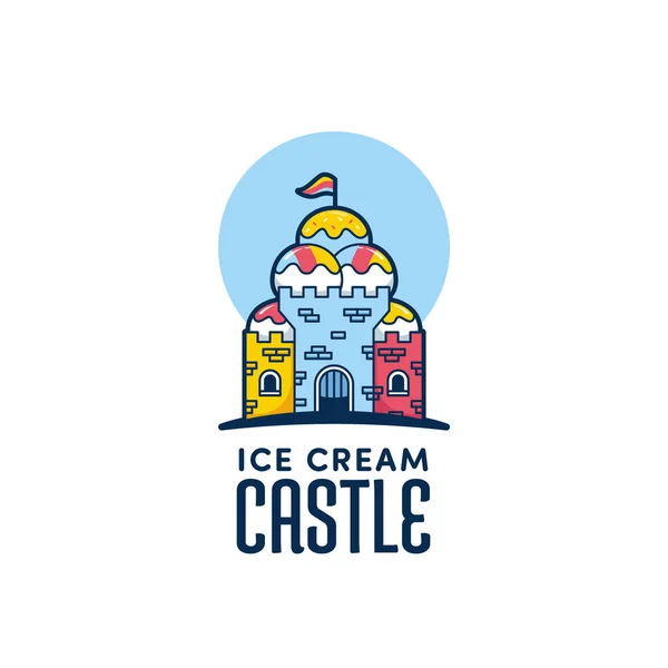 楽しいアイスクリーム城のロゴアイコンテンプレート — ストックベクタ