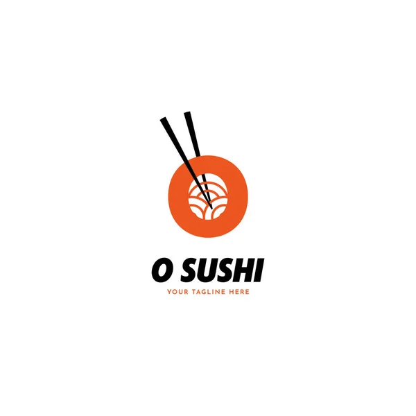 Huruf Sushi Dengan Logo Ikon Restoran Jepang Dengan Sumpit - Stok Vektor