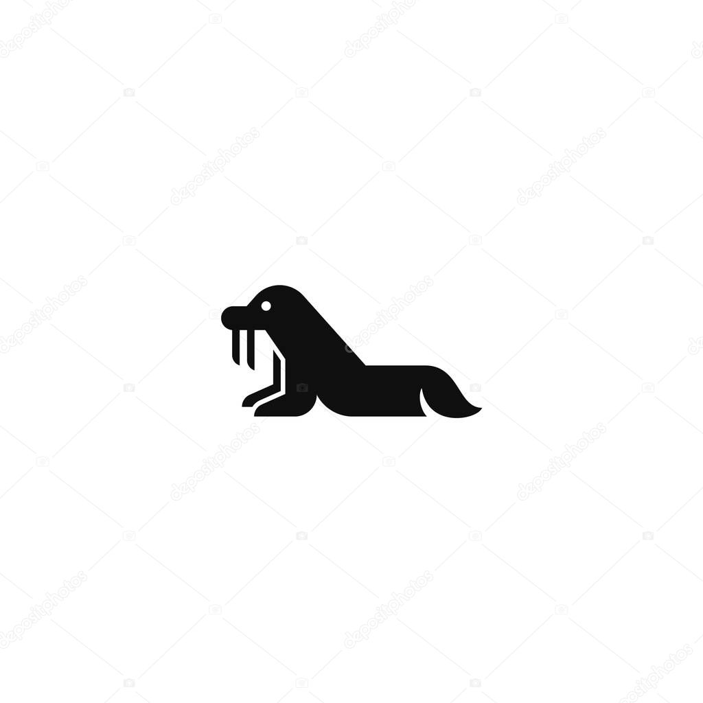 Sea walrus simple logo design.