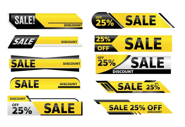 Venda Amarelo Banner Promoção Tag Design Para Marketing — Vetor de Stock