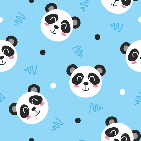 Panda Mignon Avec Illustration Motif Art Ligne — Image vectorielle
