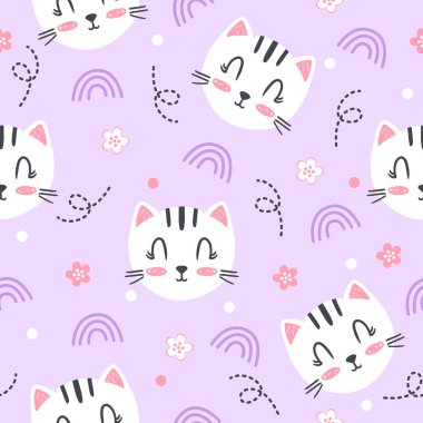 Çiçek desenli güzel kedi tasarımı