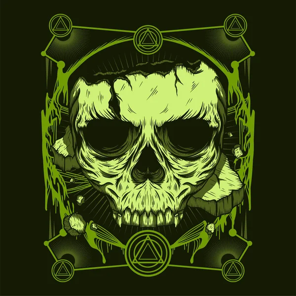 Skull Head Cracks Detailed Vector Illustration — Stock Vector