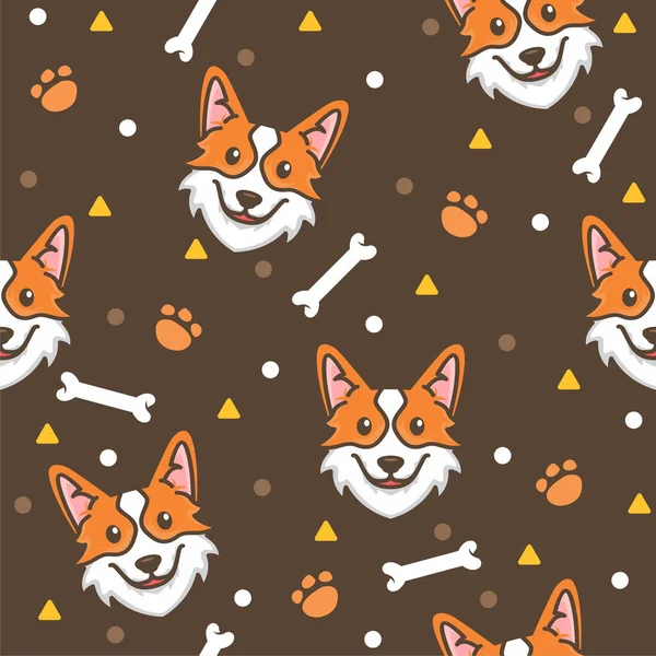 Lindas Ilustraciones Patrón Corgi — Vector de stock