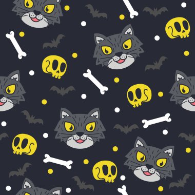 Şirin cadılar bayramı kedi desenleri çizimleri