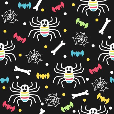 Kemikli örümcek cadılar bayramı desenleri çizimleri