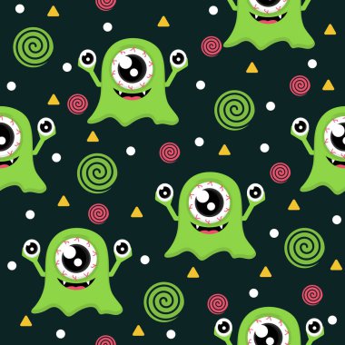 Kemikli yeşil canavar cadılar bayramı desenleri çizimleri