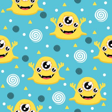 Sevimli sarı Mosters desenli çizimler