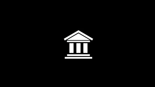 Эффект сбоя иконки банка на черном матовом — стоковое видео