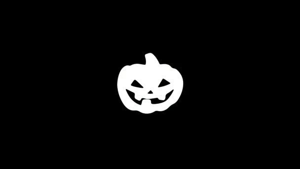 Halloween pumpkin icon glitch, old screen display animation Happy Halloween on black matte — Stok video
