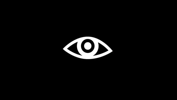 Eye icon on glitch old screen display animation. Retro, white video footage, 4K — Stockvideo