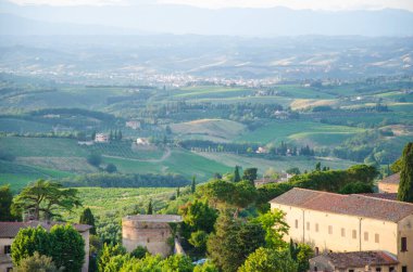San Gimignano, İtalya 'da Toskana manzarası