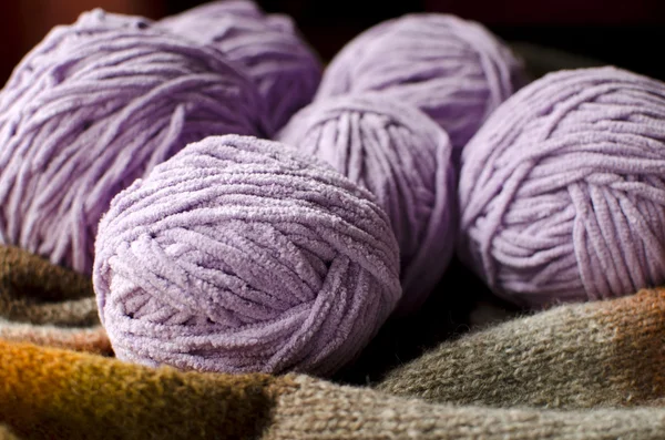Balls of woolen threads for knitting — Stock Photo, Image