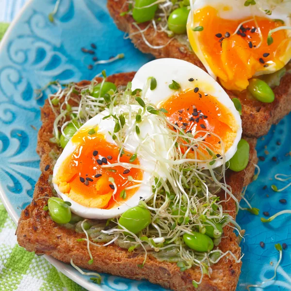 Avocado en ei toast — Stockfoto