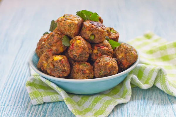 Vegetarian meatballs with chickpea. carrot and corn — Stock Photo, Image
