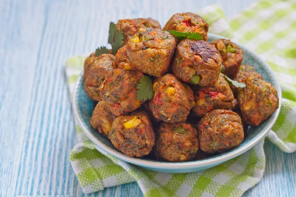 Vegetarian meatballs with chickpea. carrot and corn — Stock Photo, Image