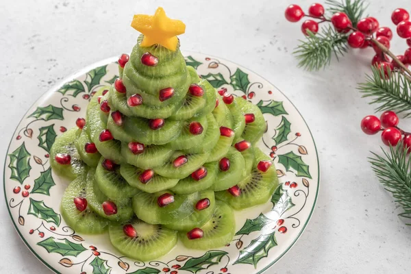 Christmas tree fruit salad — Stock Photo, Image