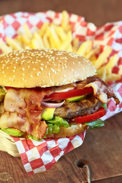 Burger And Fries — Stock Photo, Image