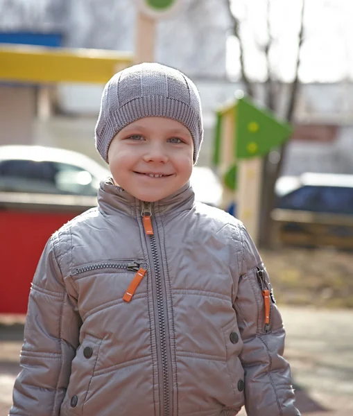 Smiling little toddler boy outdoors portrait — Stock Photo, Image