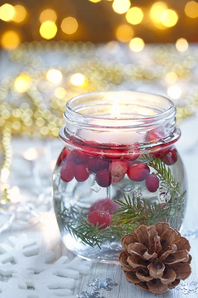 Juledekorasjon med stearinlys – stockfoto