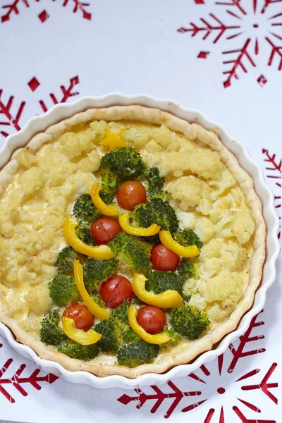 Gratin with broccoli and cauliflower for Christmas — Stock Photo, Image