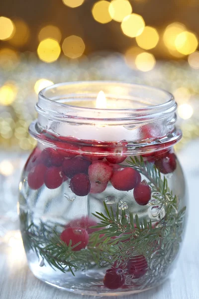 Christmas decoration with candle — Stock Photo, Image