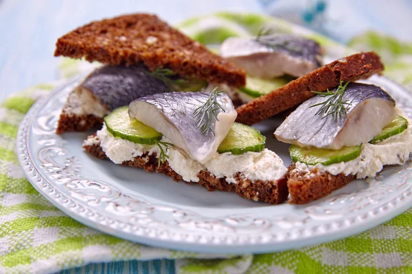 Sandwich with herring — Stock Photo, Image