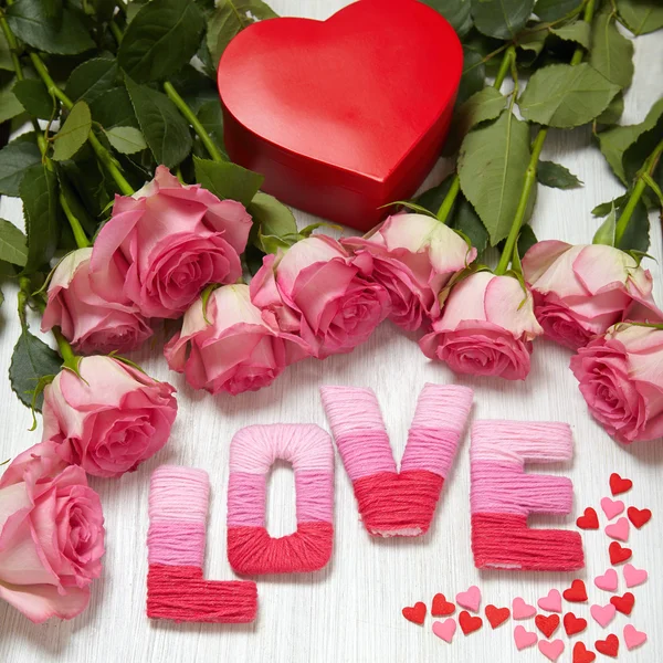 Alla hjärtans dag konceptet med bokstäver kärlek — Stockfoto