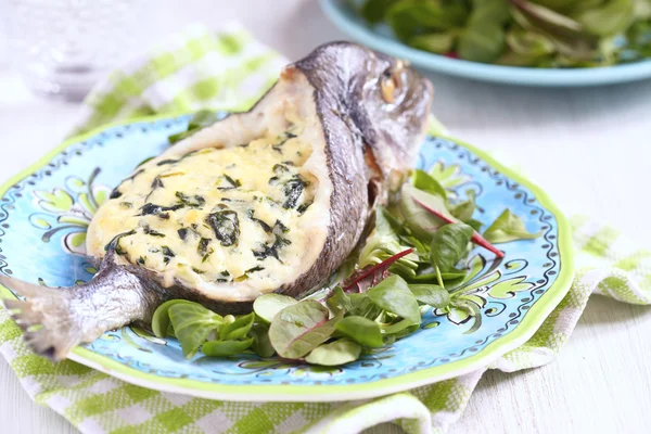 Sea Bream stuffed with spinach — Stock Photo, Image