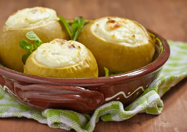 Baked apple stuffed with cream cheese — Stock Photo, Image