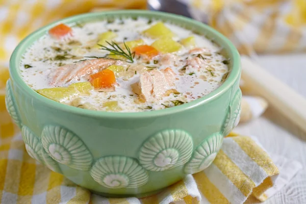 Lachssuppe — Stockfoto