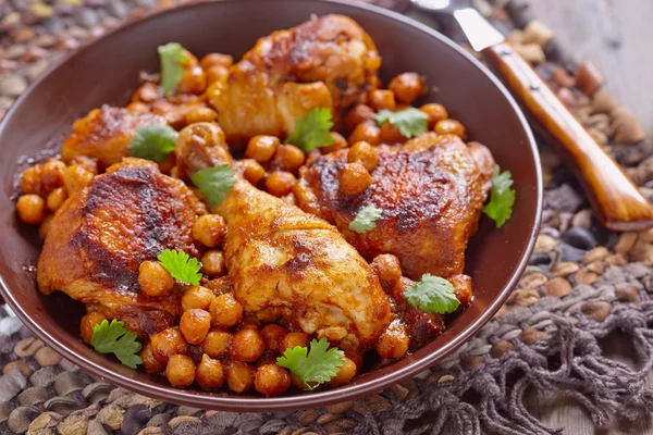 Kari Ayam Dengan Chickpeas — Stok Foto