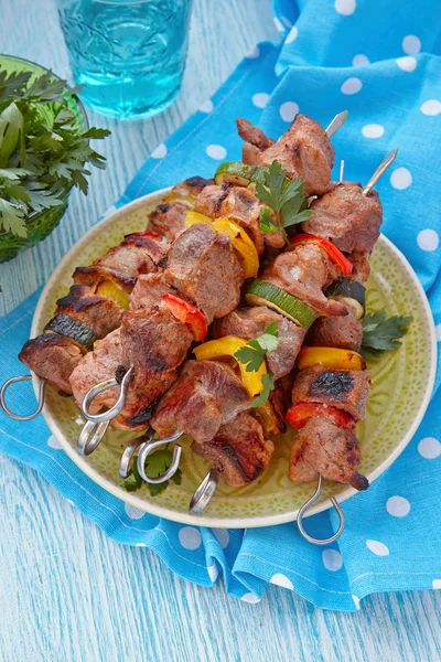 Grilled pork kebabs — Stock Photo, Image