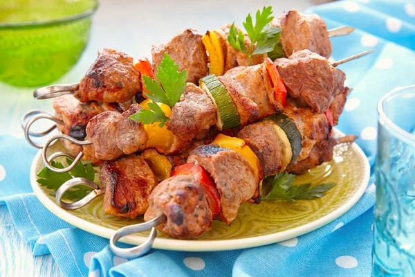 Grilled pork kebabs — Stock Photo, Image