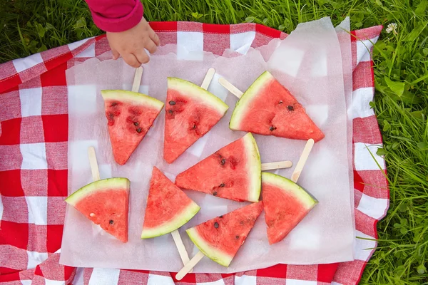 Watermelon pops for a picnic — Stock Photo, Image