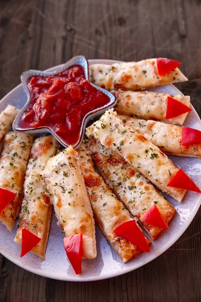 Cheesy Breadsticks Witch Fingers — Stock Photo, Image