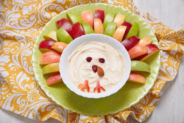 Apples with caramel cream cheese dip — Stock Photo, Image