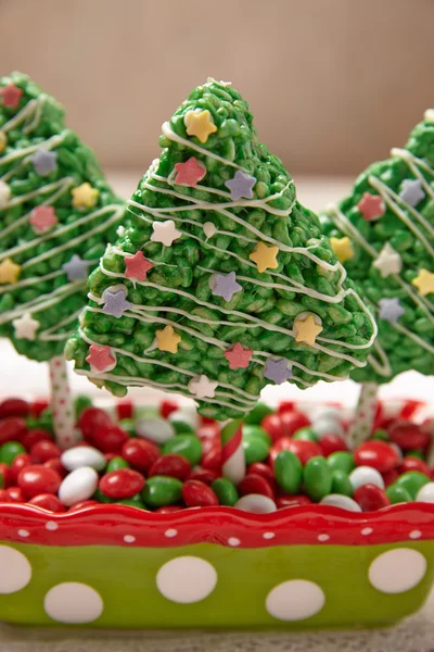 Barras crujientes de arroz decoradas para Navidad — Foto de Stock