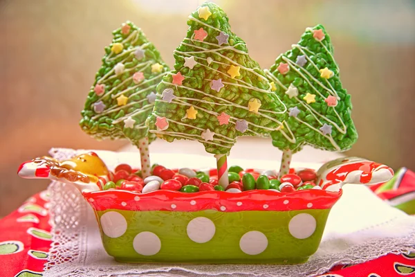 Rice crispy bars decorated for Christmas — Stock Photo, Image