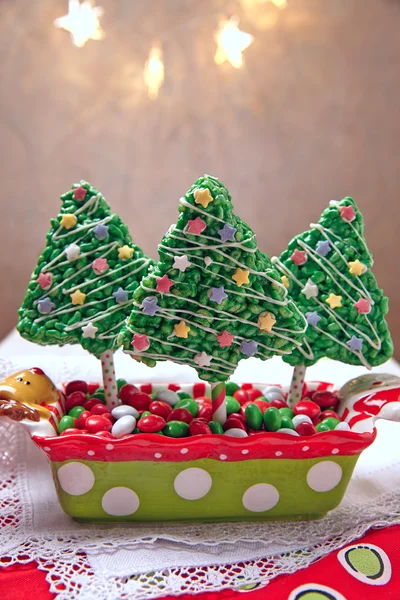 Rice crispy bars decorated for Christmas — Stock Photo, Image