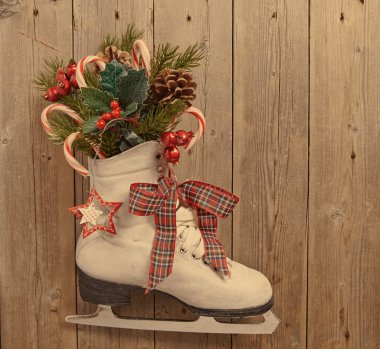 Noel dekorasyonu ile paten