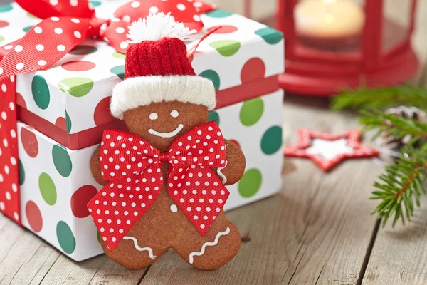 Christmas Decorations with Gingerbread man — Stock Photo, Image