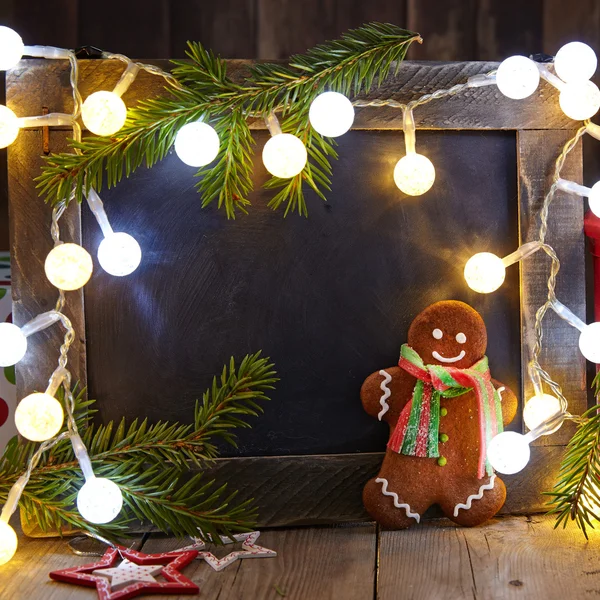 Kerstdecoratie met schoolbord — Stockfoto