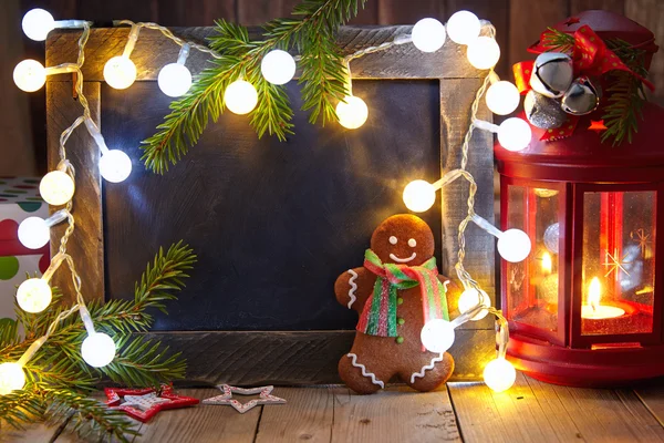 Christmas decoration with chalkboard — Stock Photo, Image