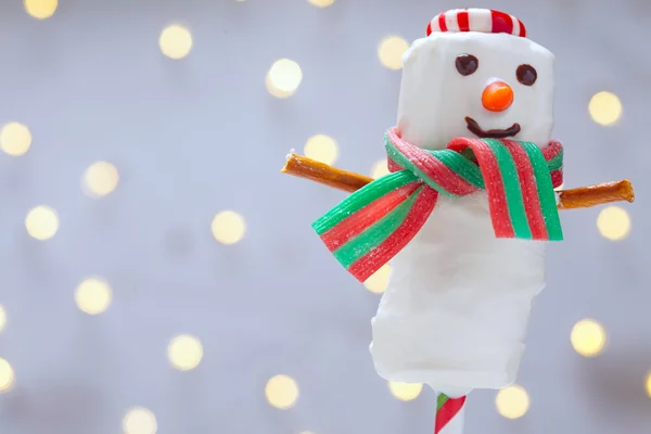 Chocolate dipped marshmallow snowman — Stock Photo, Image