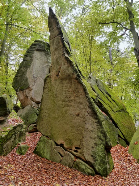 Autumn sandstone rock city — Stock Photo, Image